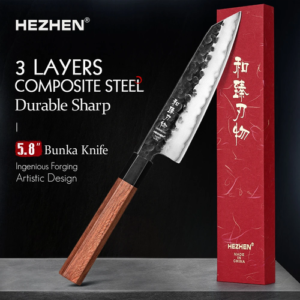 HEZHEN 5.8 Inch Bunka Knife Three-layer Composite Steel Stainless
